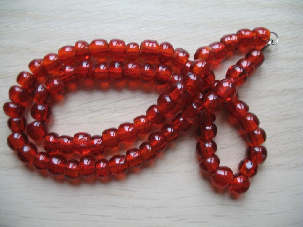 Ketting Kralen Murano Donker Rood Zilverklr Slotje Vintage, Sieraden, Tassen en Uiterlijk, Antieke sieraden, Ophalen of Verzenden
