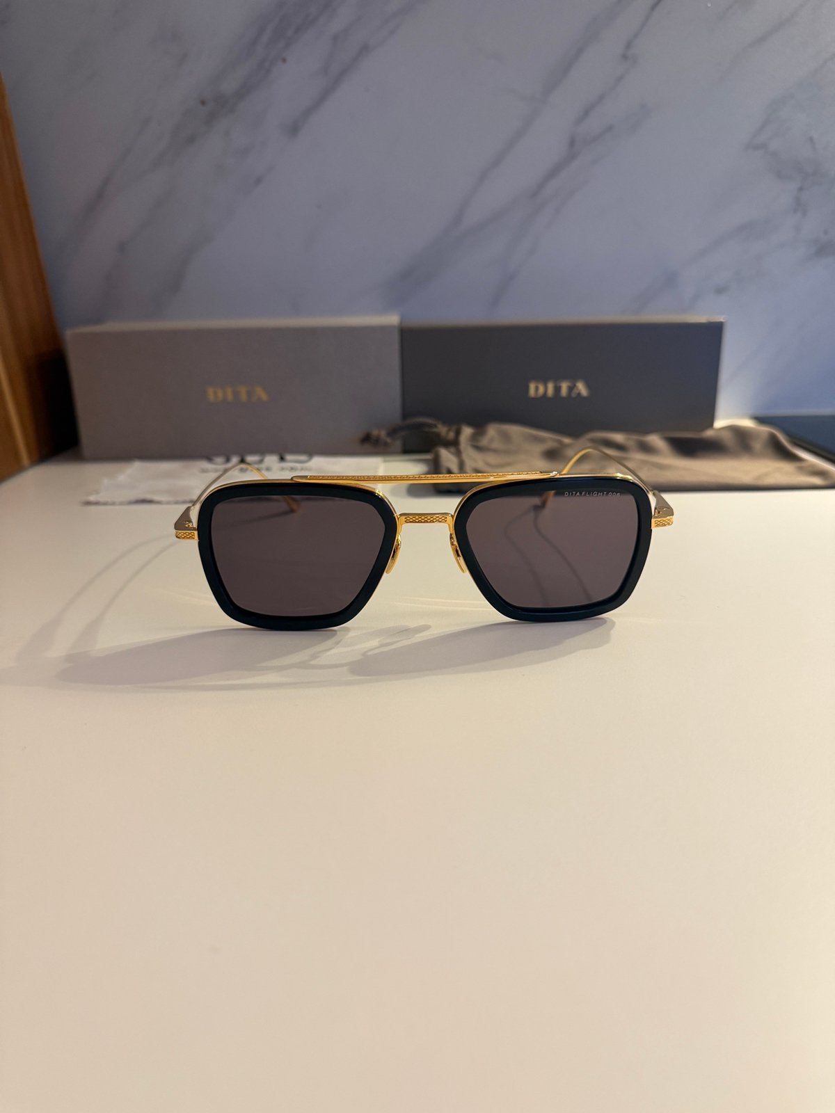 Originele Dita Flight 006 Navy, Sieraden, Tassen en Uiterlijk, Zonnebrillen en Brillen | Heren, Zonnebril, Overige kleuren, Zo goed als nieuw