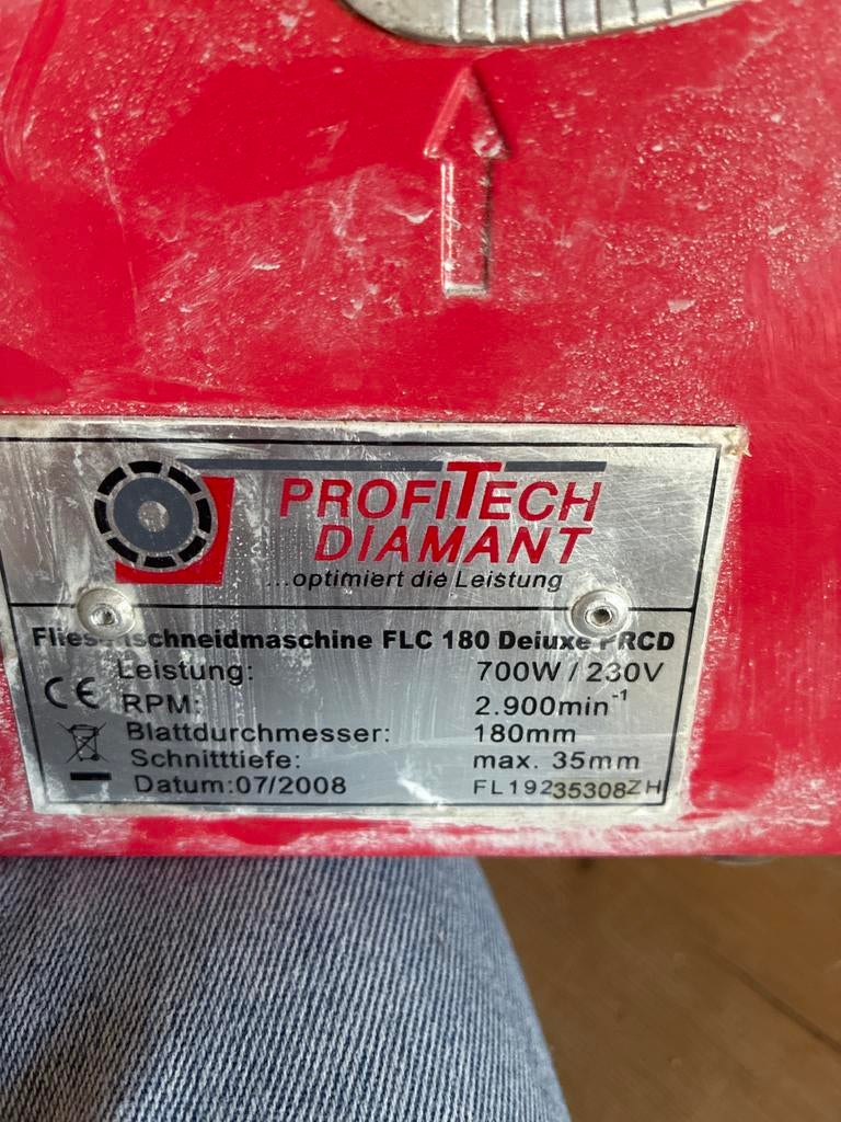 PROFITech Diamant Tegelsnijmachine FLC 180 Deluxe, Gebruikt, Overige typen, 600 tot 1200 watt, Ophalen of Verzenden