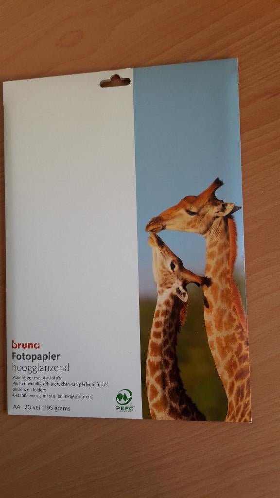 Bruna Fotopapier Hoogglanzend A4 - 20 vel - 195 grams Nieuw, Ophalen of Verzenden, Nieuw, A4, Bruna