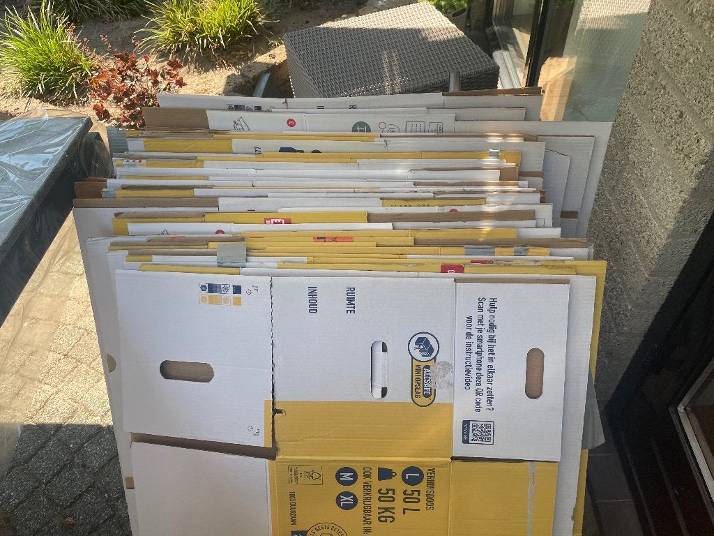 125 verhuisdozen te koop, Ophalen, Opvouwbaar, Minder dan 35 cm, Minder dan 50 cm
