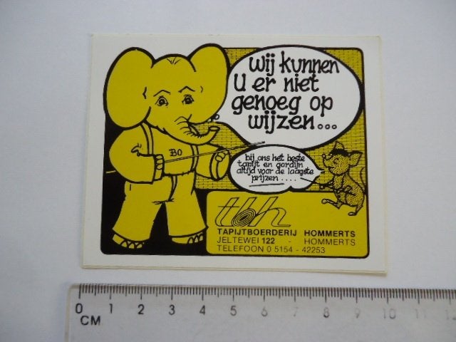 sticker oud Hommerts friesland tapijt boerderij olifant, Verzenden, Zo goed als nieuw, Bedrijf of Vereniging