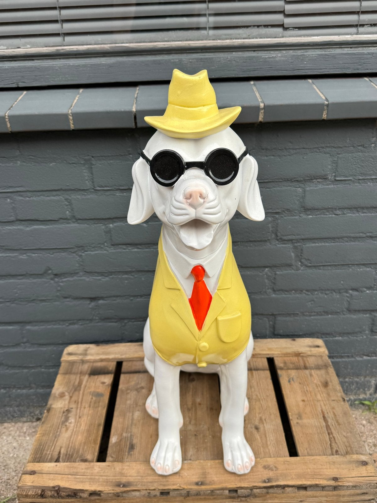 Decoratieve Hond met Hoed en Zonnebril, Ophalen, 50 - 100 cm, Zoogdier, Beeld