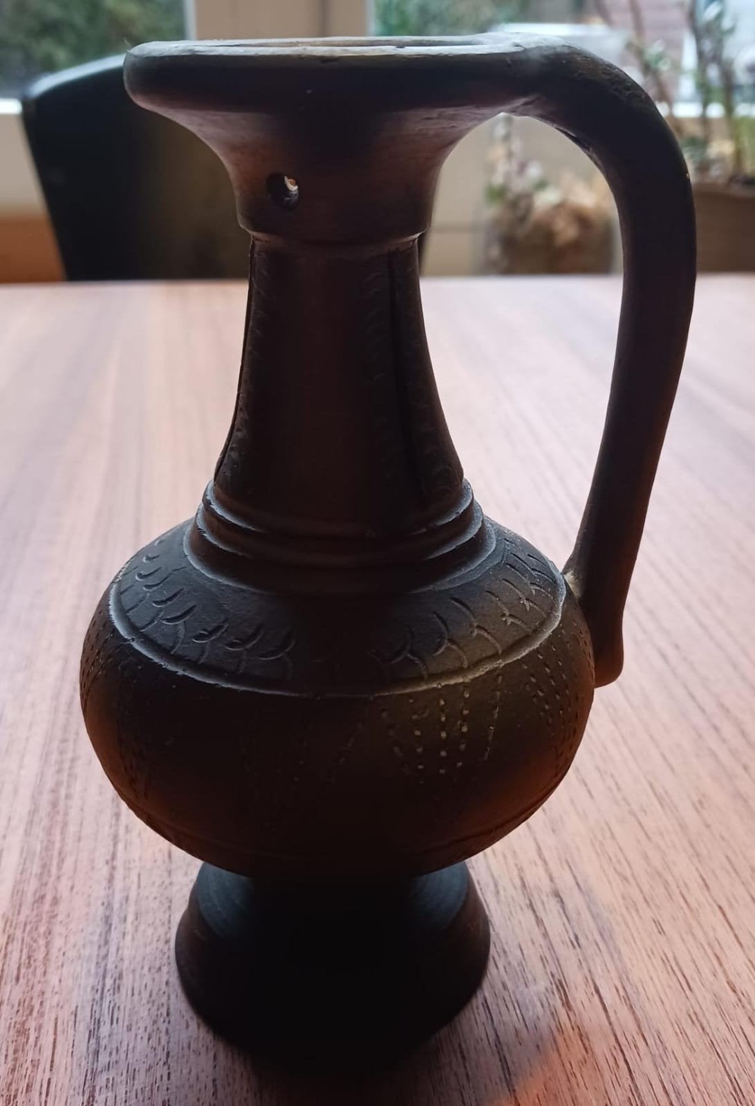 Decoratieve vintage kruik/vaas met bloemmotief, Ophalen of Verzenden