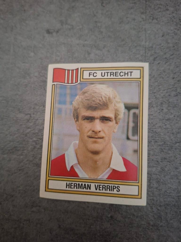 Panini sticker Voetbal 83. Speler Herman Verrips FC Utrecht., Verzenden, Zo goed als nieuw, Sticker