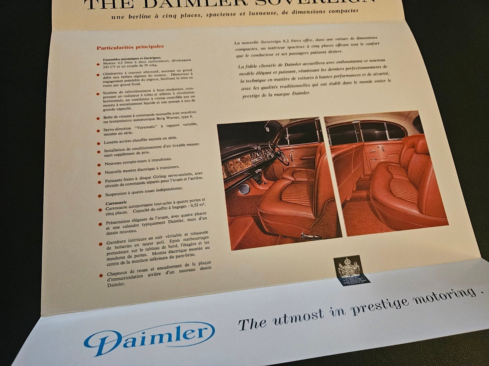Brochure Daimler Sovereign, Ophalen of Verzenden, Zo goed als nieuw, Overige merken