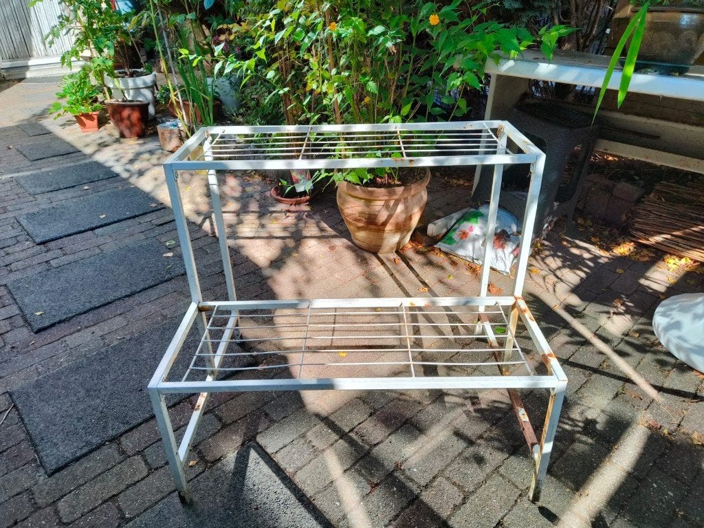 Plantenrekje wit, Ophalen, Gebruikt, Balkon, Metaal