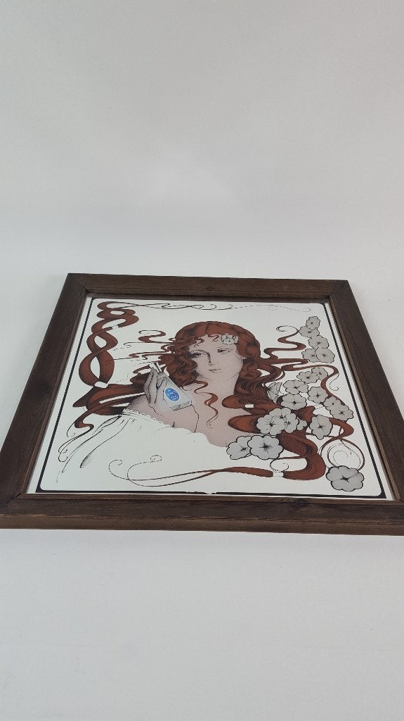 Antieke vintage spiegel Tosca Eau de Toilette, eik lijst. S8, Antiek en Kunst, Ophalen of Verzenden, Overige vormen