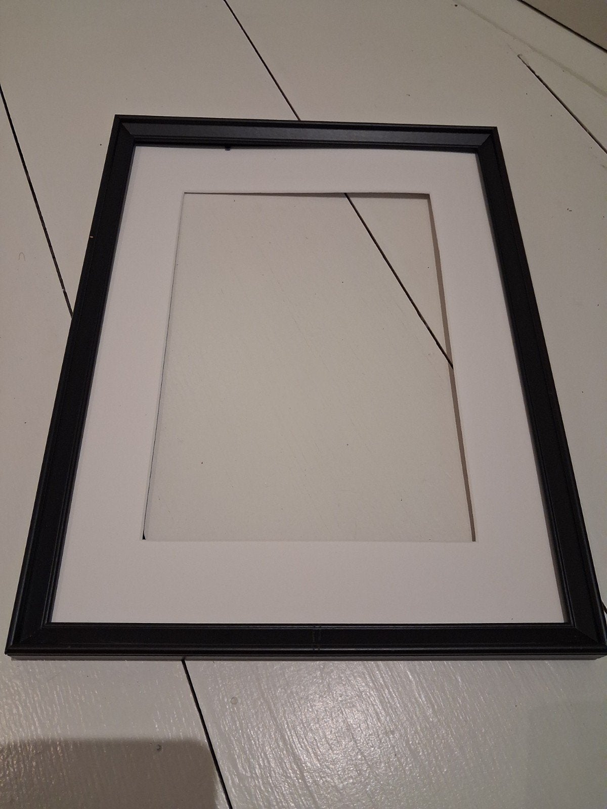Zwarte fotolijst met passe-partout, Gebruikt, Met ophangsysteem, Ophalen of Verzenden, Fotolijst