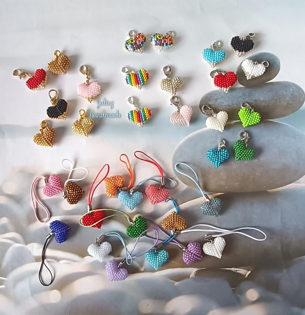 3D miyuki hartjes met gekleurde koord/slotje Juliez Handmade, Overige merken, Glas of Kristal, Nieuw, Ophalen of Verzenden