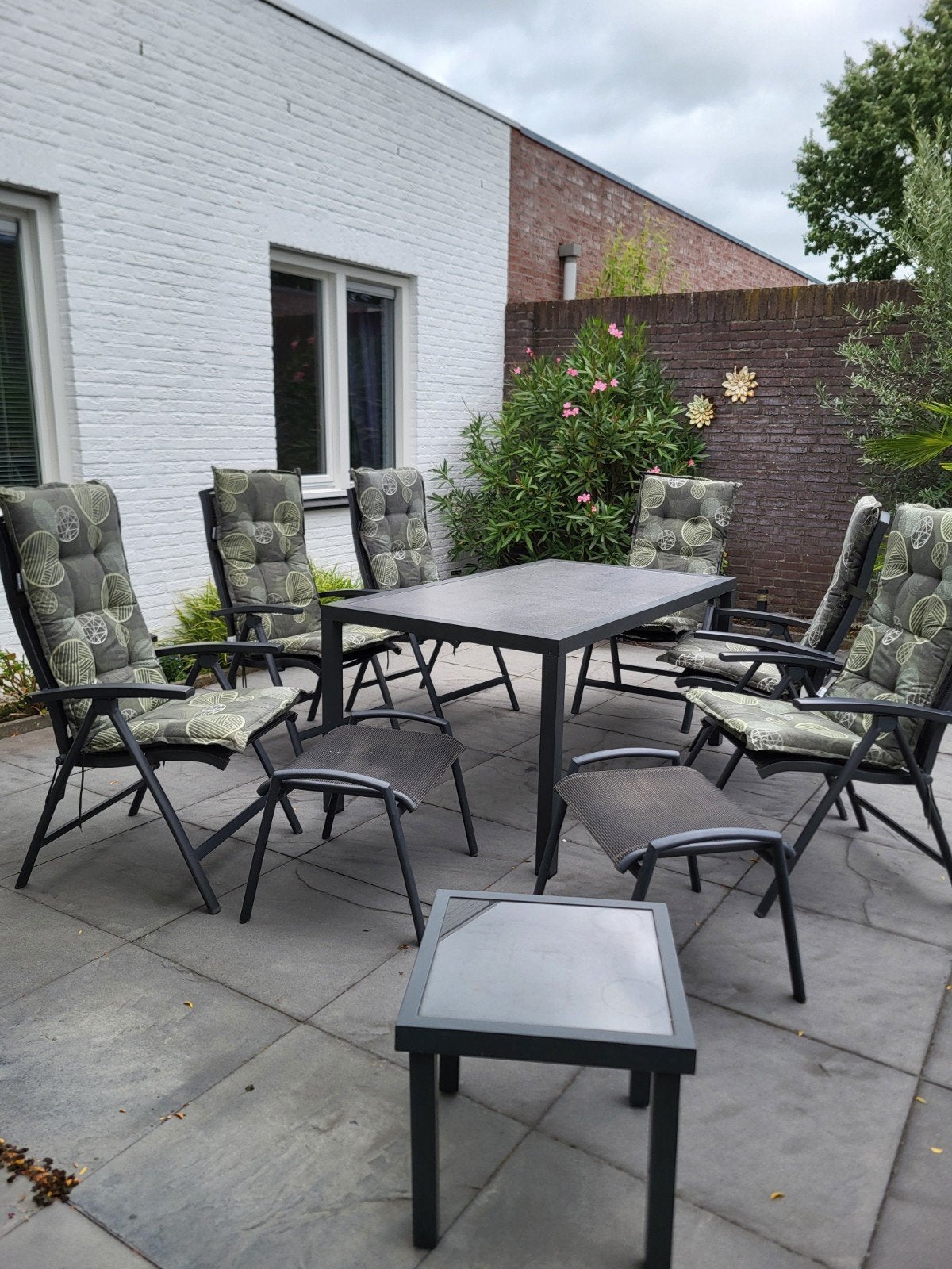 Hartman tuinset met 6 stoelen en kussens, Tuin en Terras, Ophalen, Bijzettafel, 6 zitplaatsen, Aluminium
