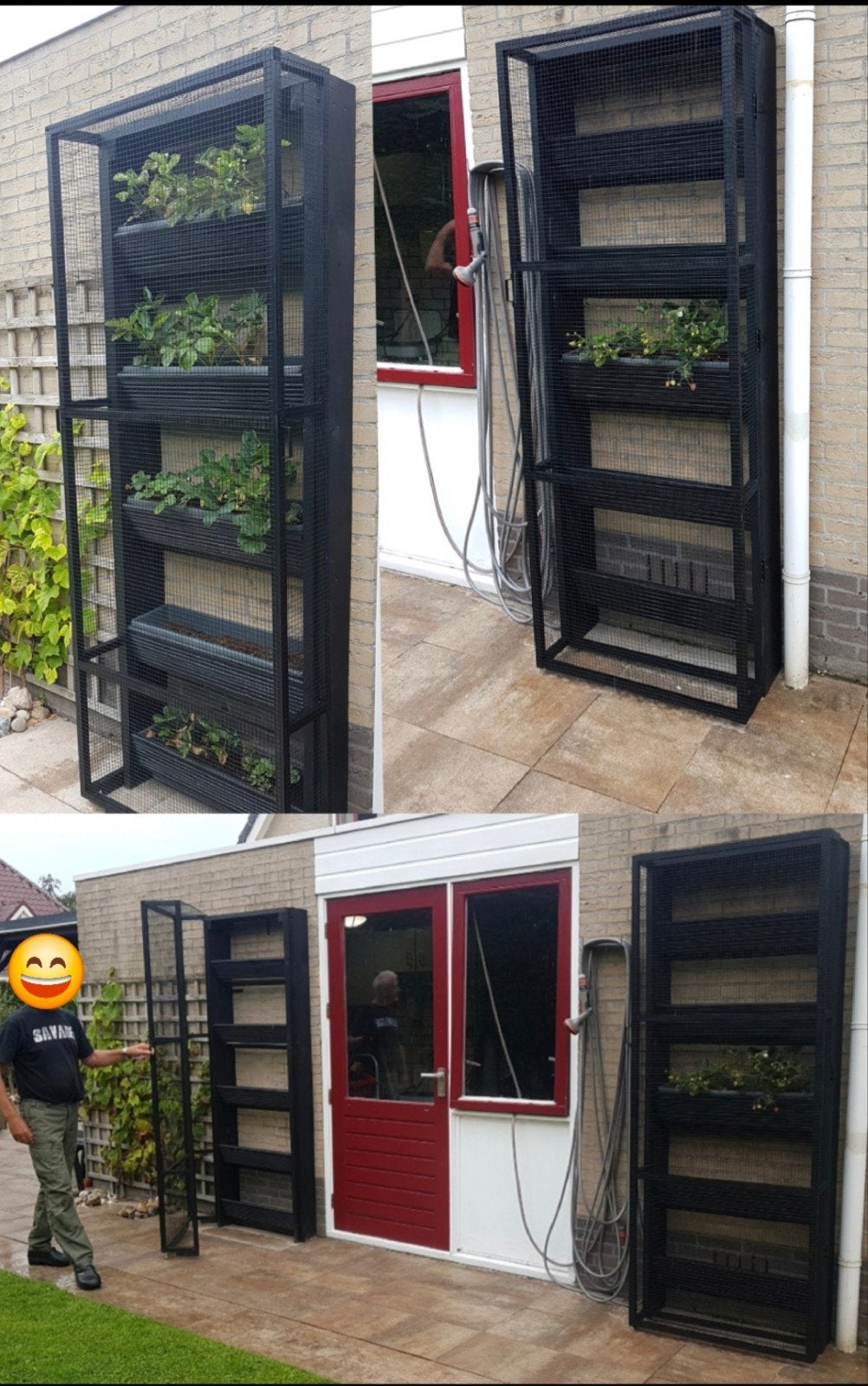 Verticale tuin met plantenbakken voor aardbeien., Tuin en Terras, Bloembakken en Plantenbakken, Gebruikt, Metaal, Balkon, Tuin