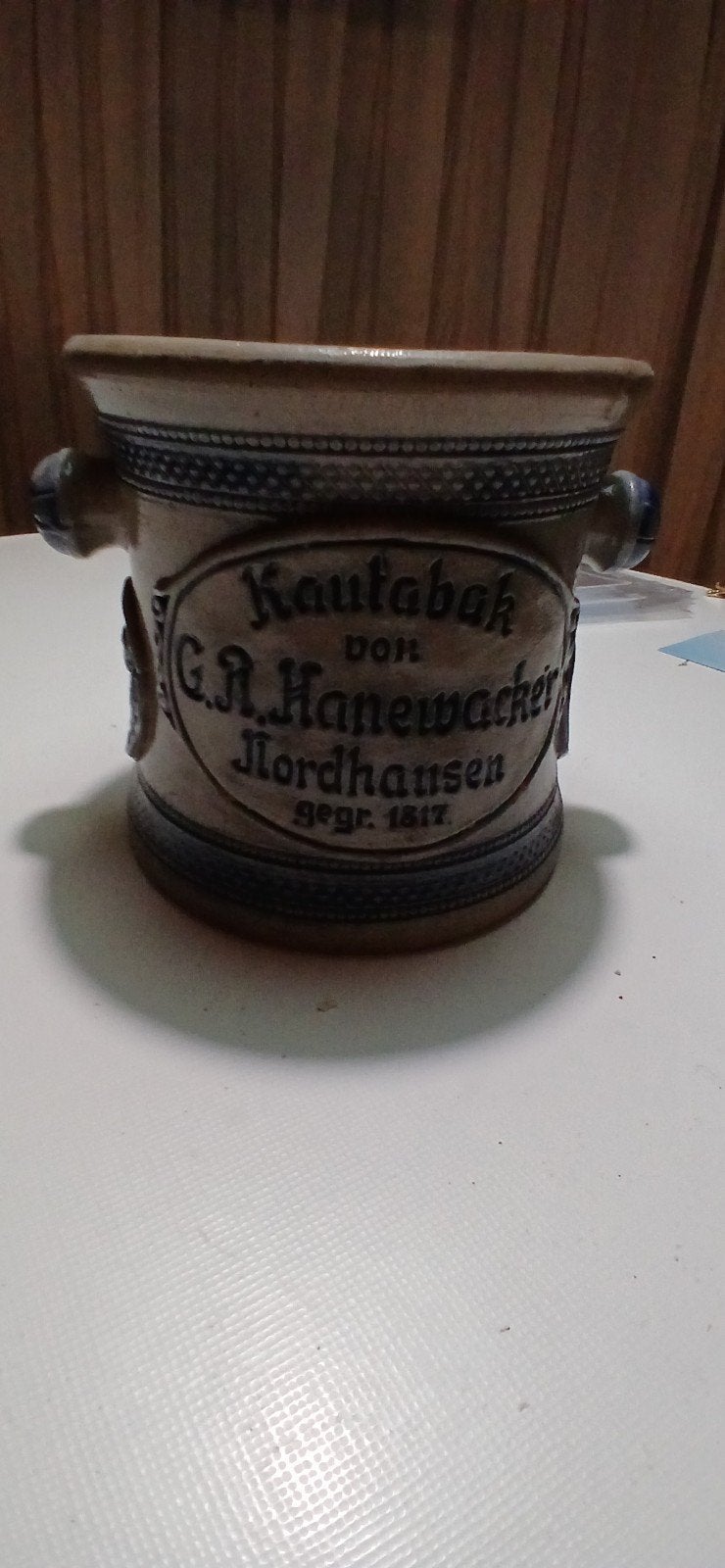 Antieke Kautabak Pot G.R. Hanewacker Nordhausen 1817, Ophalen
