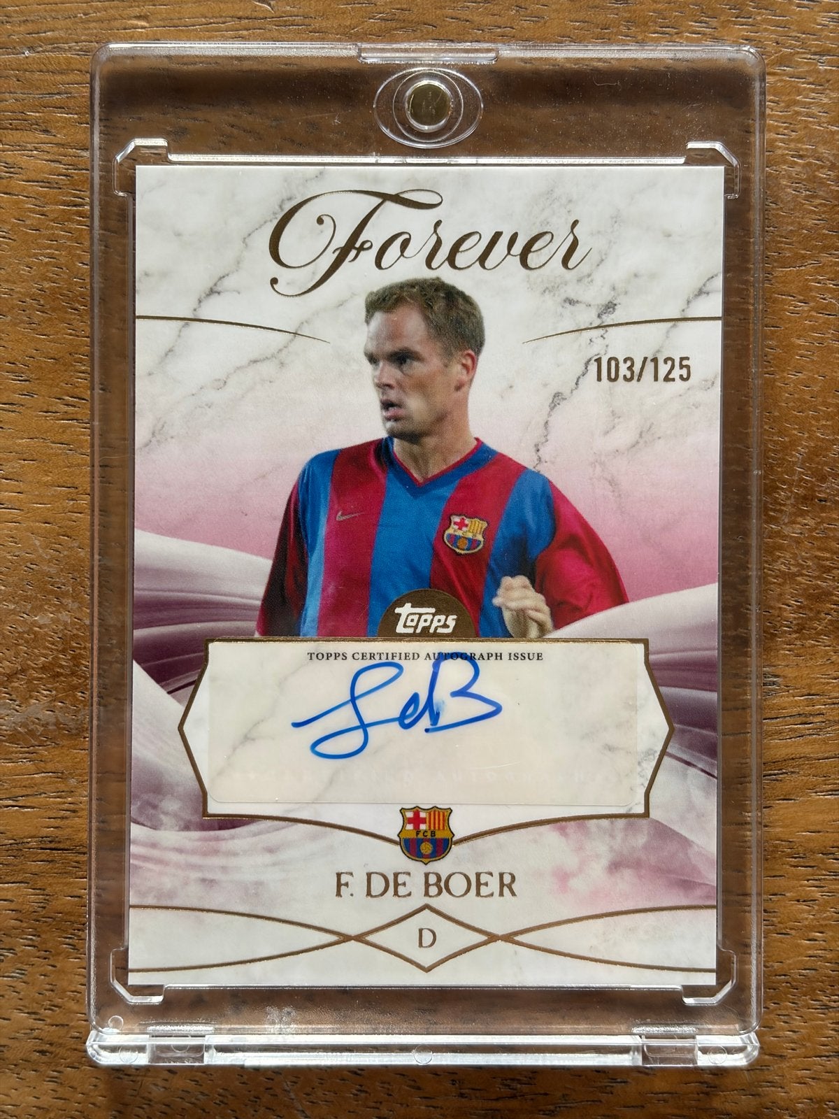 Frank de Boer gesigneerde kaart /125 - FC Barcelona Forever, Ophalen of Verzenden, Zo goed als nieuw, Buitenlandse clubs, Spelerskaart