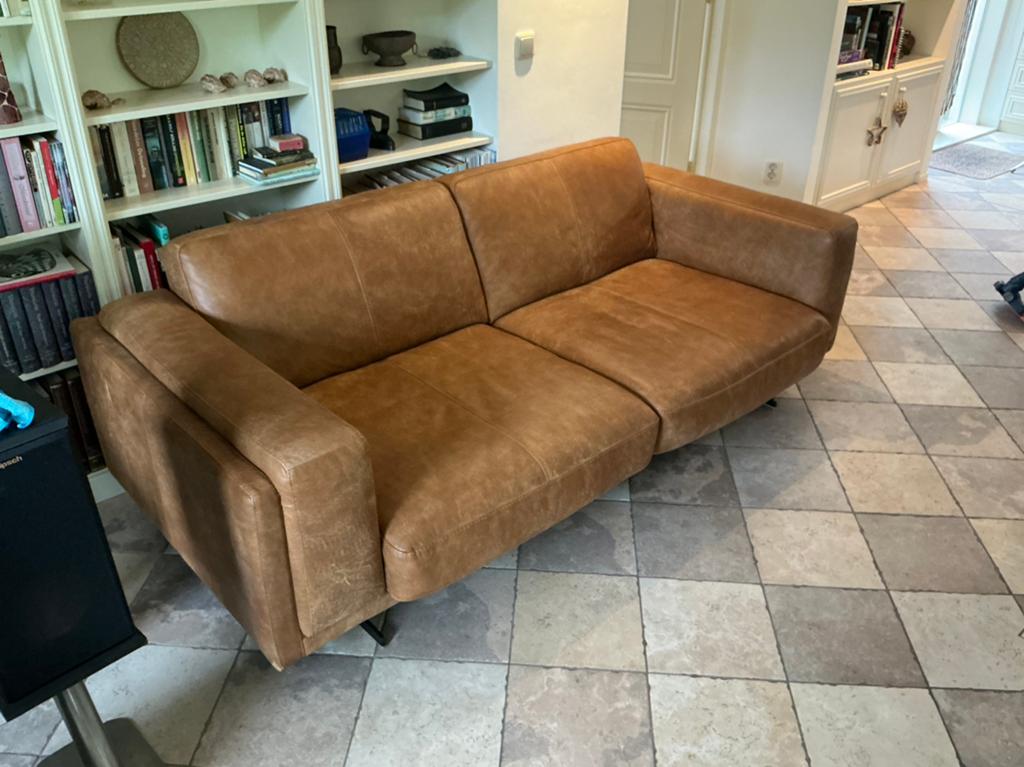 Luxe lederen bank, Italiaans zacht leder met een diepe zit, Ophalen, Zo goed als nieuw, 75 tot 100 cm