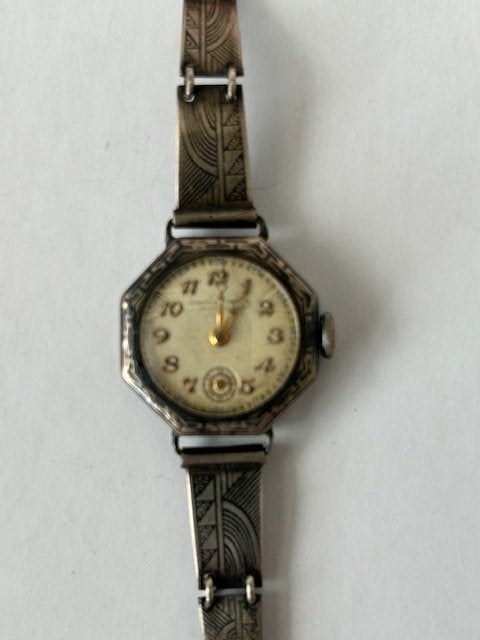 Antiek dames polshorloge, Overige merken, Staal, 1900 tot 1930, Polshorloge