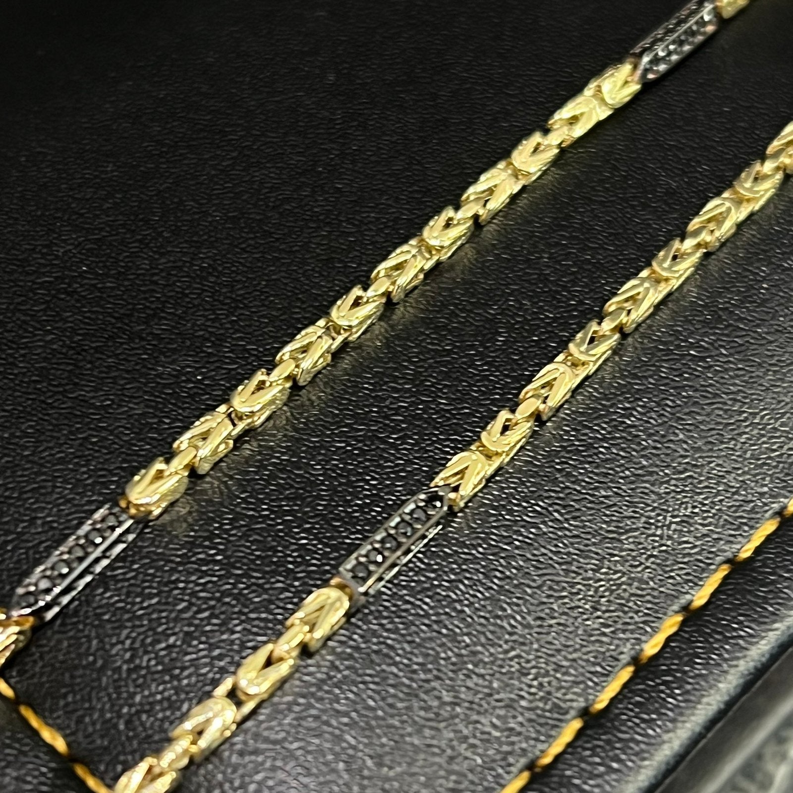 14k gouden koningsketting prachtig schakel nieuw onyx stenen, Ophalen of Verzenden, Zo goed als nieuw, Goud