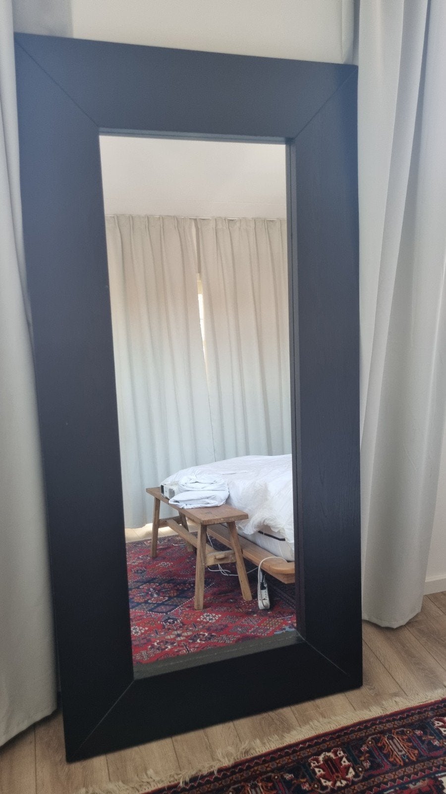 Grote spiegel met brede lijst (190x94 cm), Huis en Inrichting, Woonaccessoires | Spiegels, Ophalen, Gebruikt, 75 tot 100 cm, 150 tot 200 cm