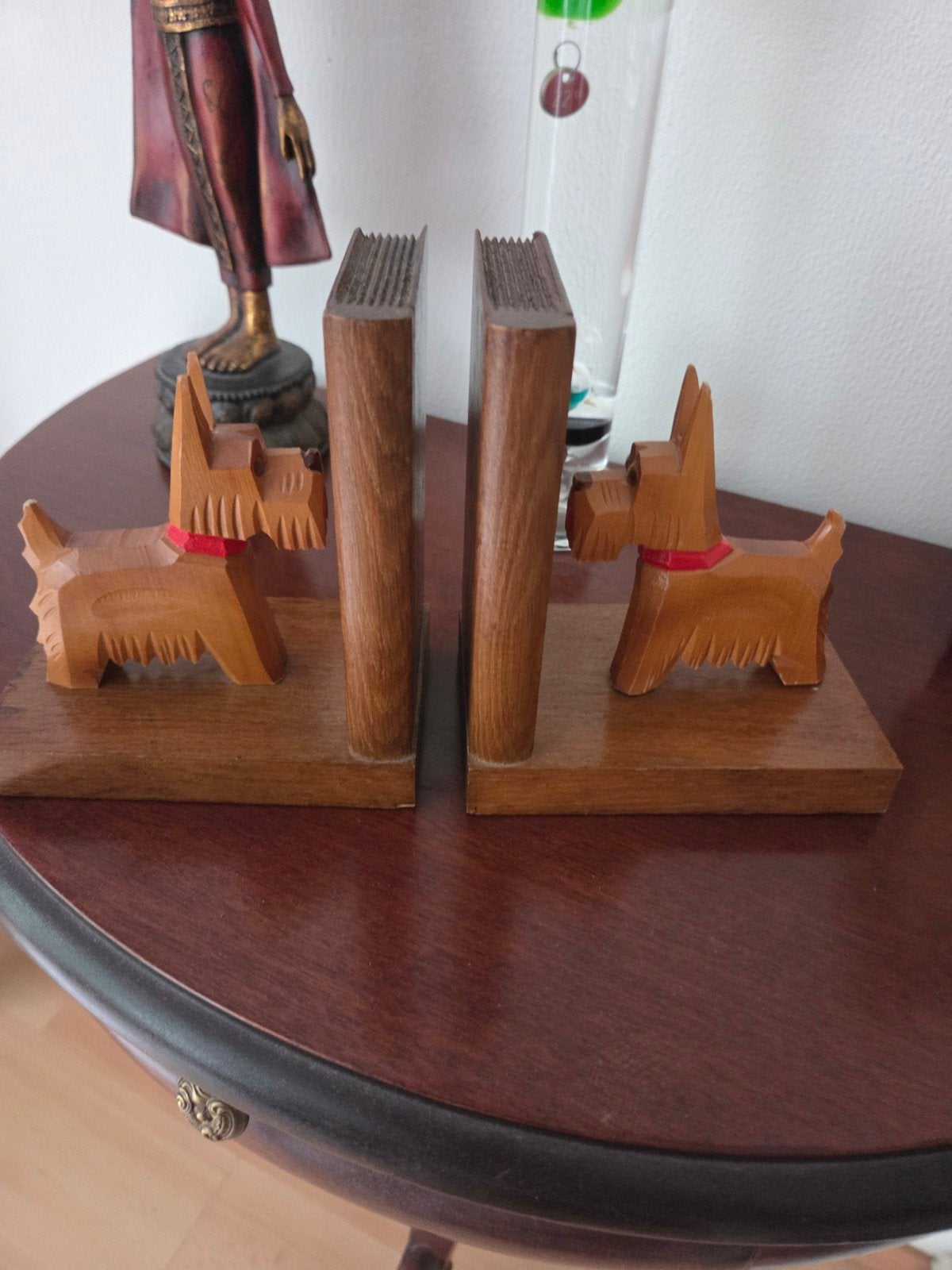 Vintage Houten Scottie Hond Boekensteunen - 16 cm hoog, Ophalen of Verzenden