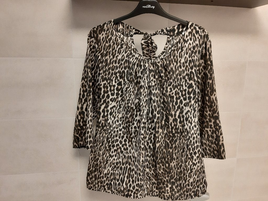 Panter print blouse driekwart mouwen - maat 44, Kleding | Dames, Ophalen of Verzenden, Zo goed als nieuw, Maat 42/44 (L), Bruin