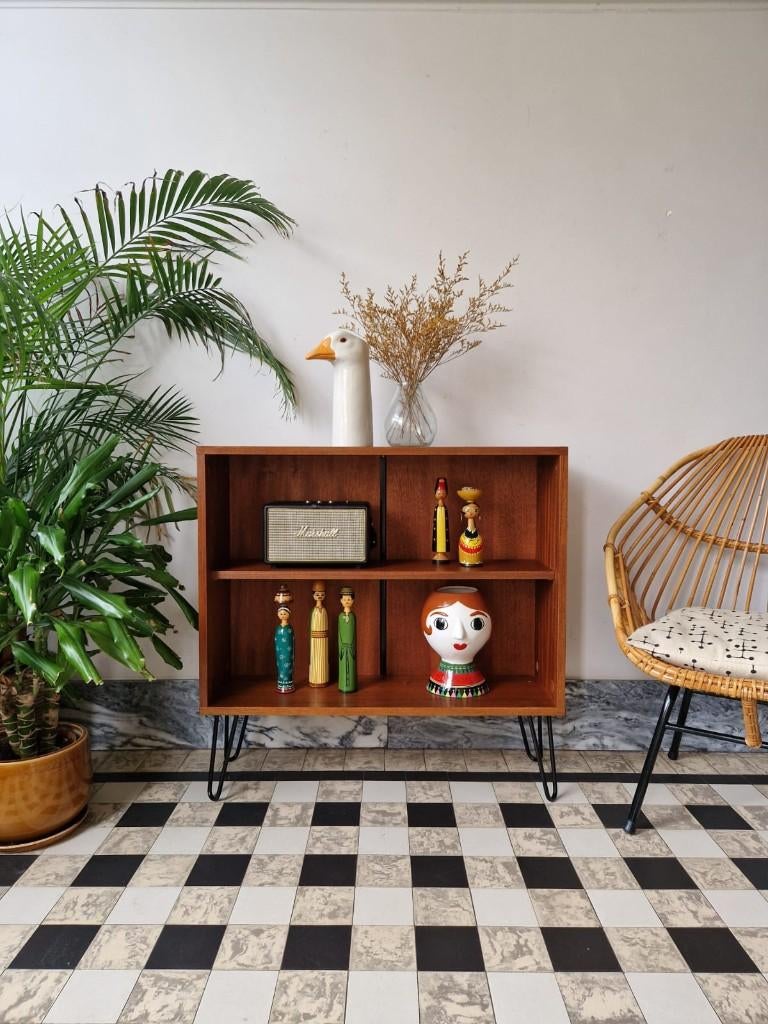 Vintage midcentury boekenkastje | open kastje | retro, Ophalen, Met plank(en), Gebruikt, Teakhout