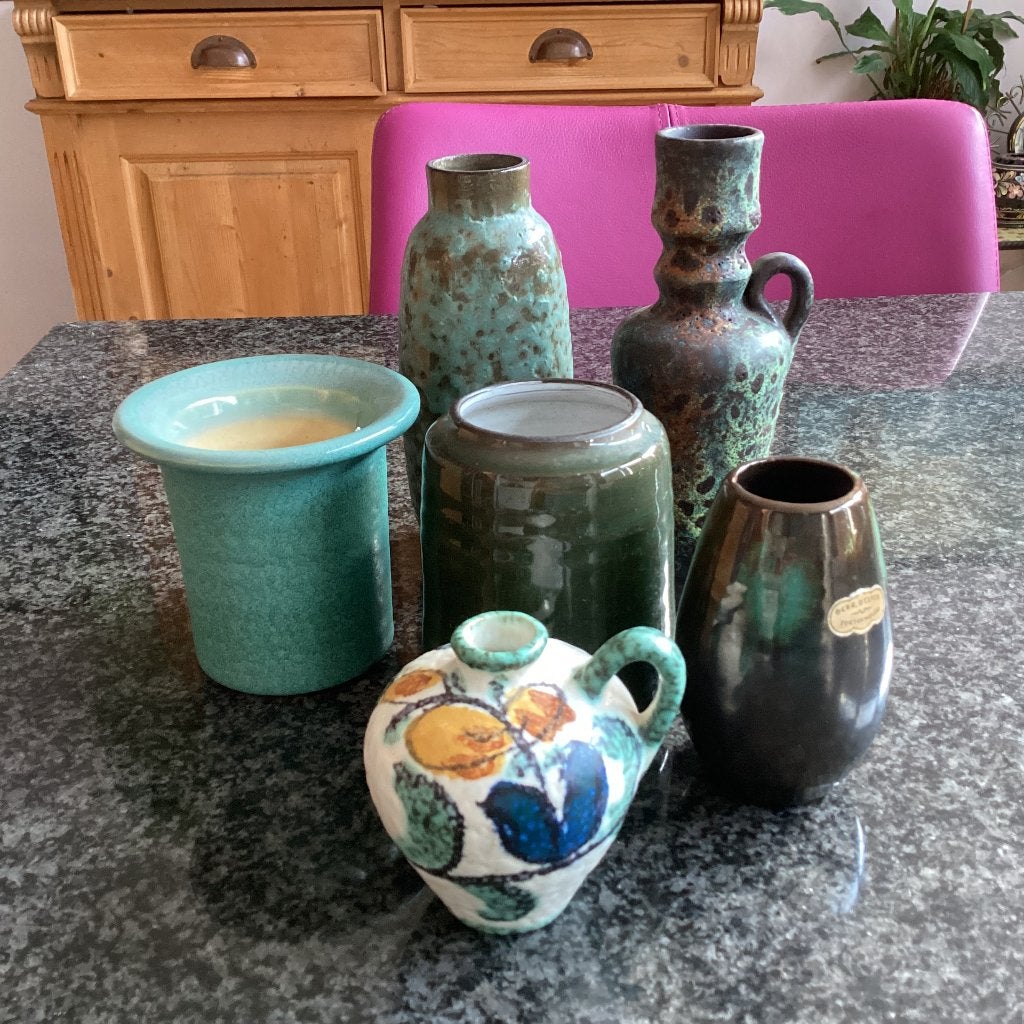 Vaas, mini, groen, vintage, € 3,50 per stuk, Antiek en Kunst, Ophalen