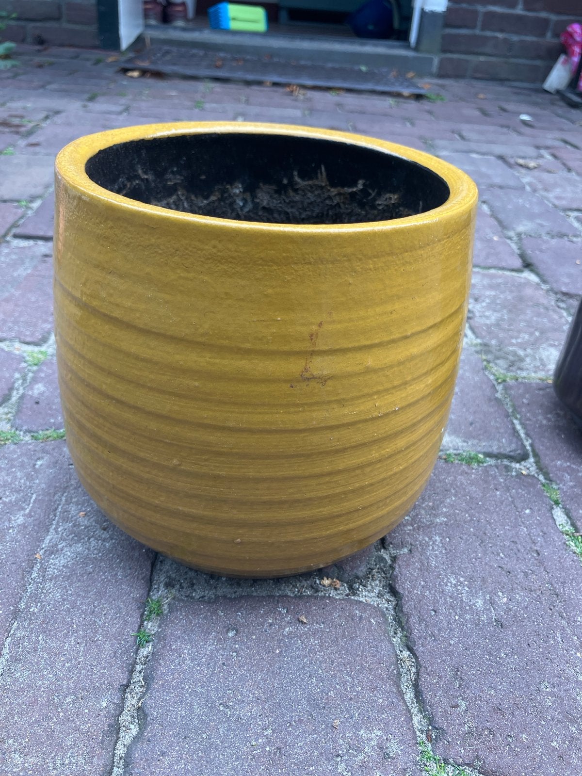 Gele bloempot - Zo goed als nieuw, Tuin en Terras, Rond, Binnen, Ophalen of Verzenden, Zo goed als nieuw