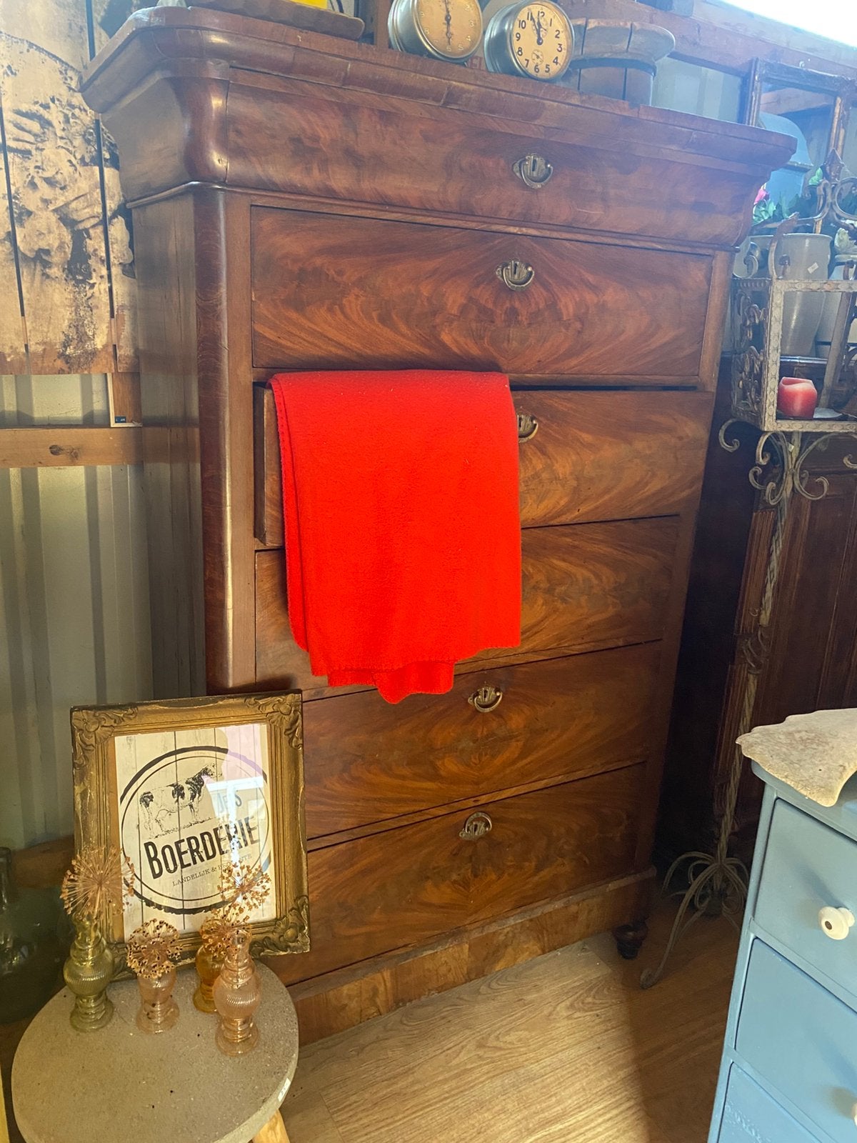 Chiffonière ladekast, Ophalen, 100 tot 150 cm, 5 laden of meer, Brocante landelijk antiek