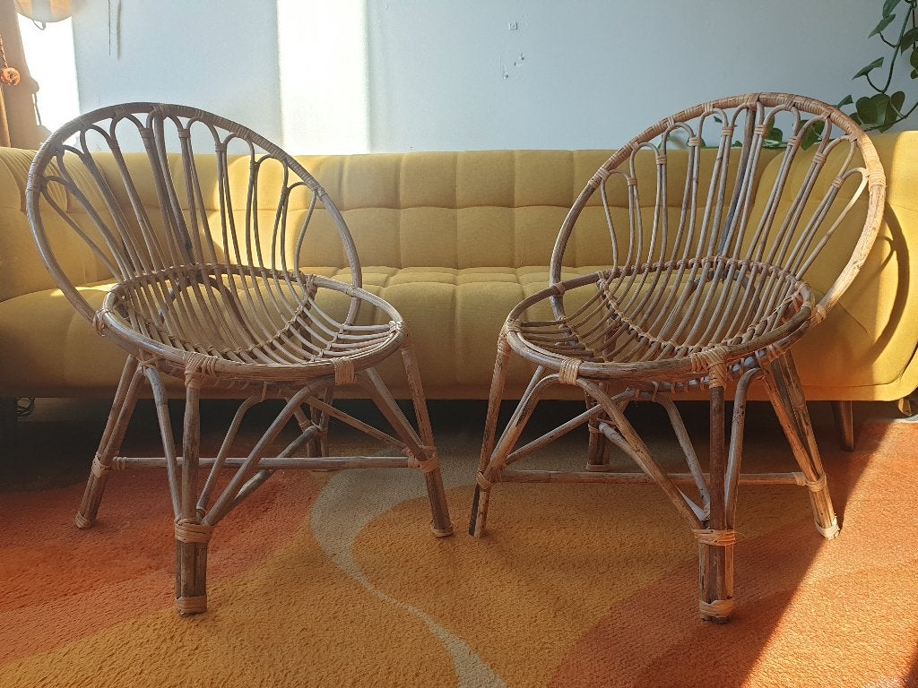 Set: twee rotan bamboe stoelen! - ☆ NU EXTRA KORTING ☆, Huis en Inrichting, Stoelen, Zo goed als nieuw, Twee, Riet of Rotan, Bruin