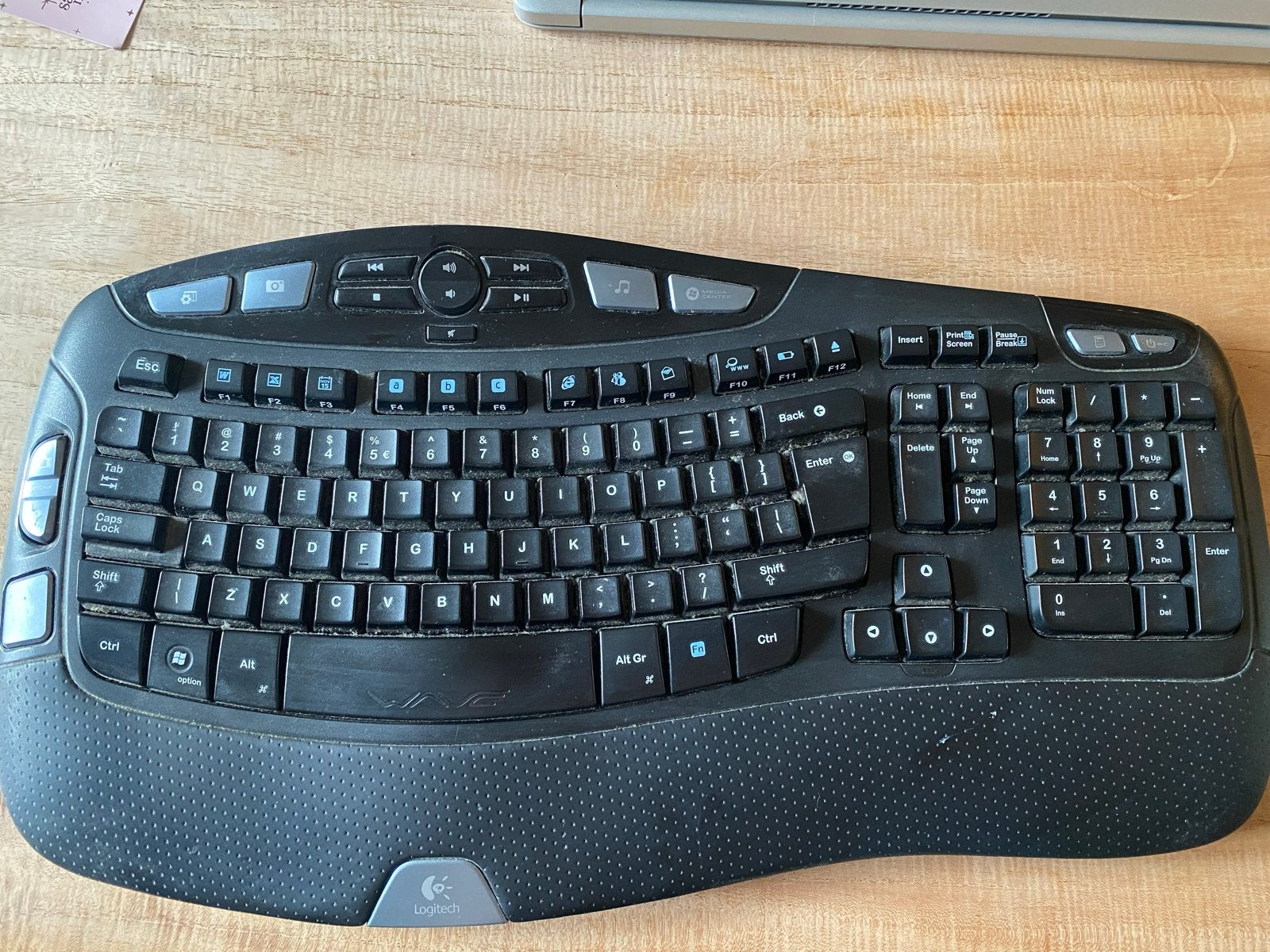 Logitech Wave Ergonomisch Toetsenbord- ZONDER RECEIVER, Computers en Software, Toetsenborden, Gebruikt, Ergonomisch, Ophalen of Verzenden