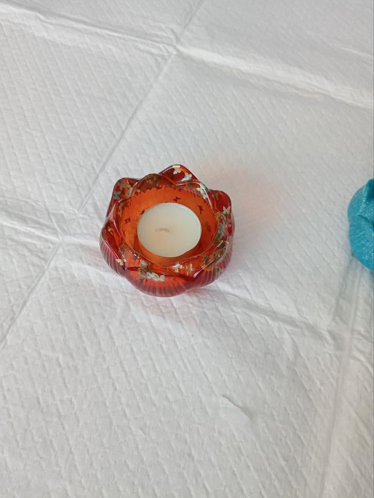 Waxinelichthouder van epoxy bloem, Ophalen of Verzenden, Overige materialen, Minder dan 25 cm