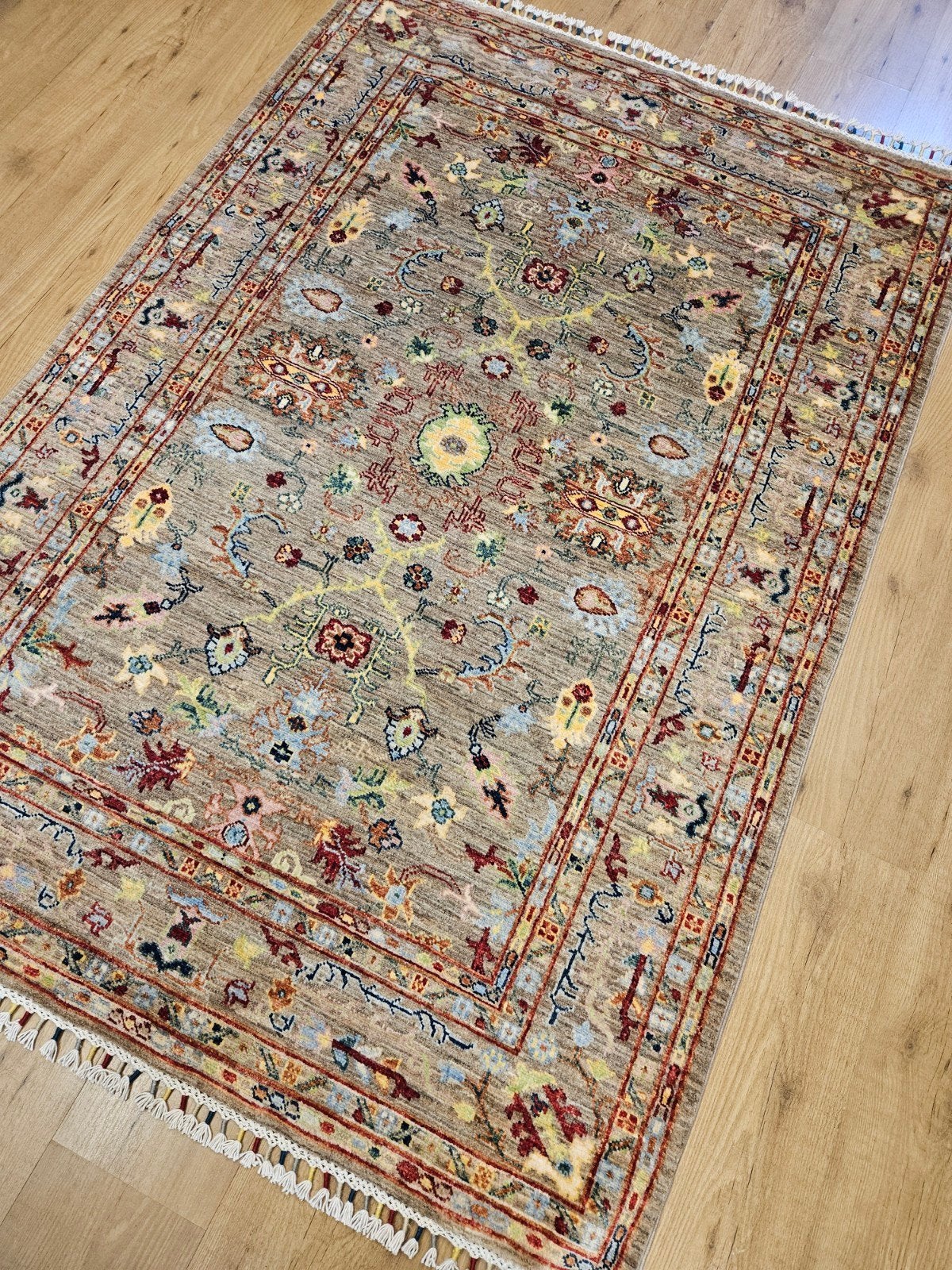 Handgeknoopt oosters tapijt loribaf 176x124, Info@SlatsAntiek.nl, Crème, 100 tot 150 cm, Perzisch
