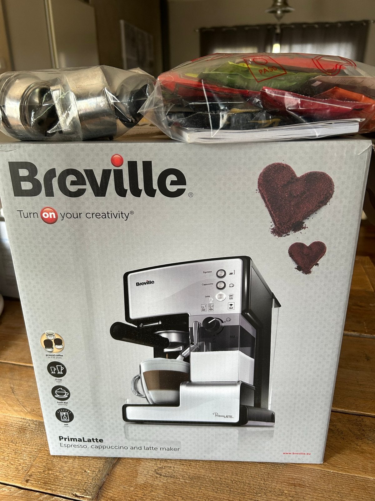 Breville PrimaLatte Espresso, Cappuccino en Latte Machine, Gebruikt, Espresso apparaat, Gemalen koffie, 1 kopje