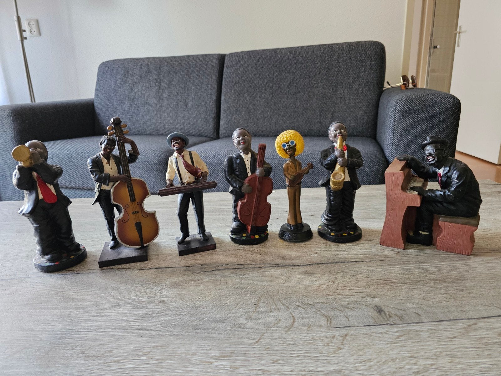 Set van 7 Jazz Muzikanten Beeldjes - Vintage Decoratie, Verzamelen, Ophalen of Verzenden, Gebruikt