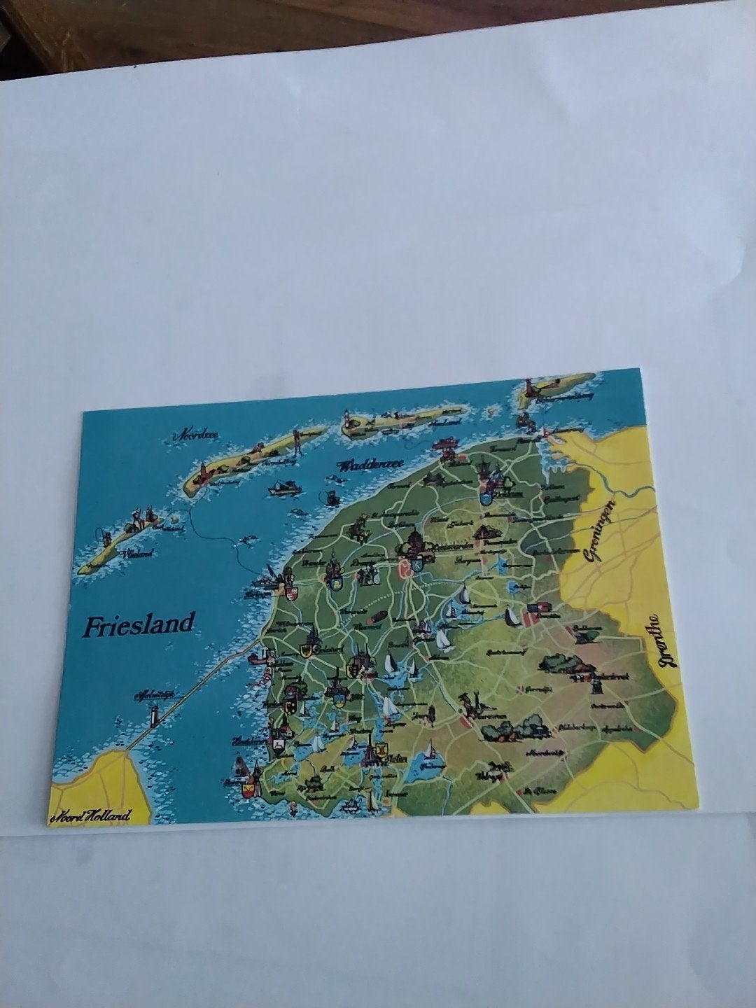 Vintage Ansichtkaart Friesland - Gedetailleerde Kaart, Ophalen of Verzenden