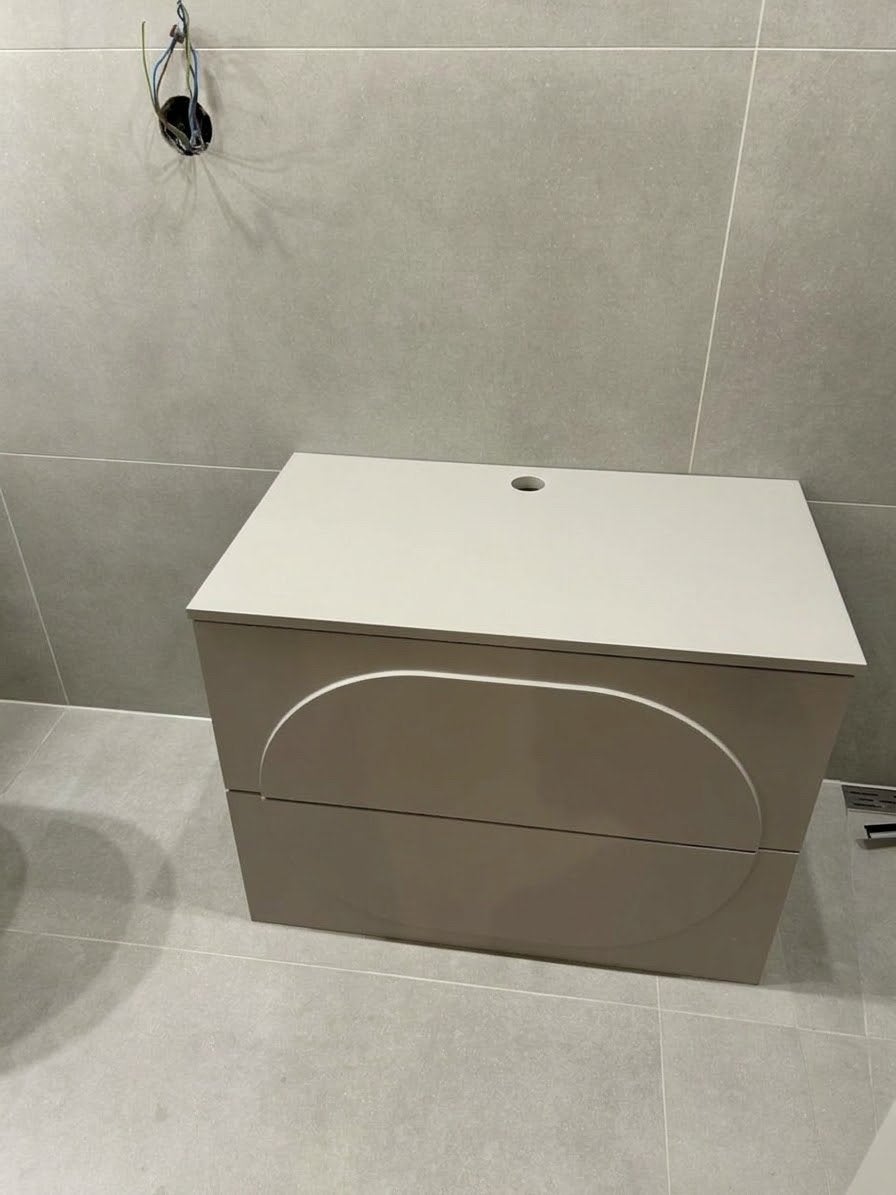 Nieuwe badkamerkast met 2 lades - Beige MDF, Ophalen, Nieuw, 25 tot 50 cm, Wastafelkast