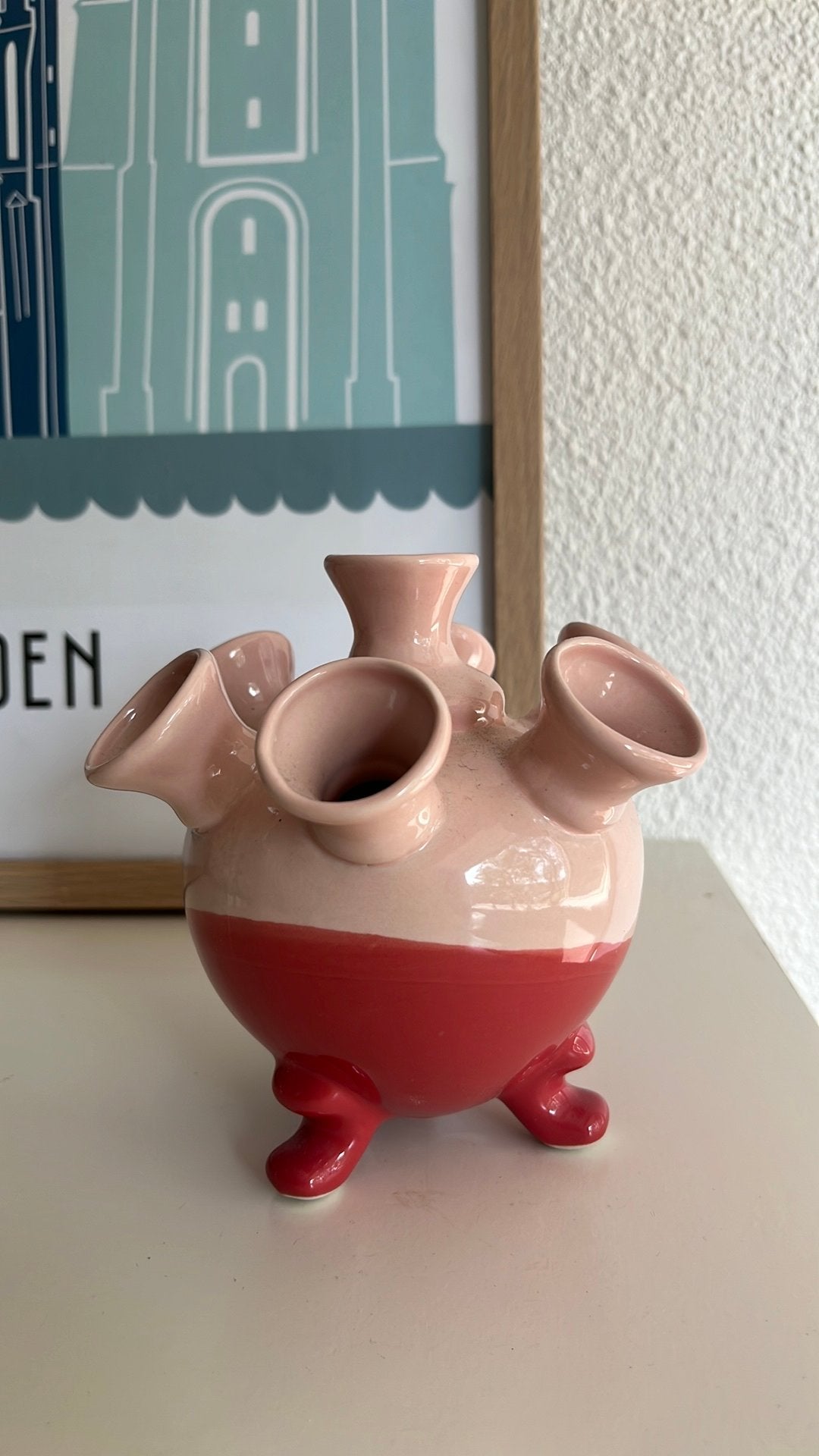 Tulpenvaasje Heinen Delfts Blauw, Rond, Ophalen of Verzenden, Zo goed als nieuw, Aardewerk