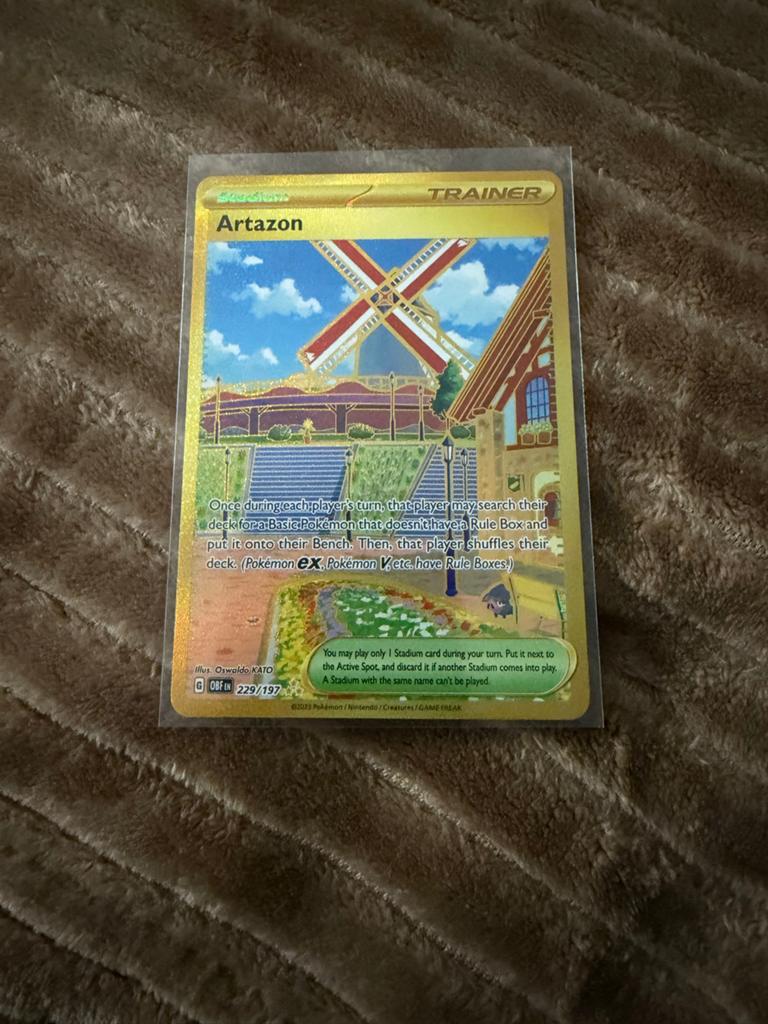 Pokémon TCG Artazon Gouden Kaart 229/197 Obsidian Flames, Ophalen of Verzenden, Zo goed als nieuw