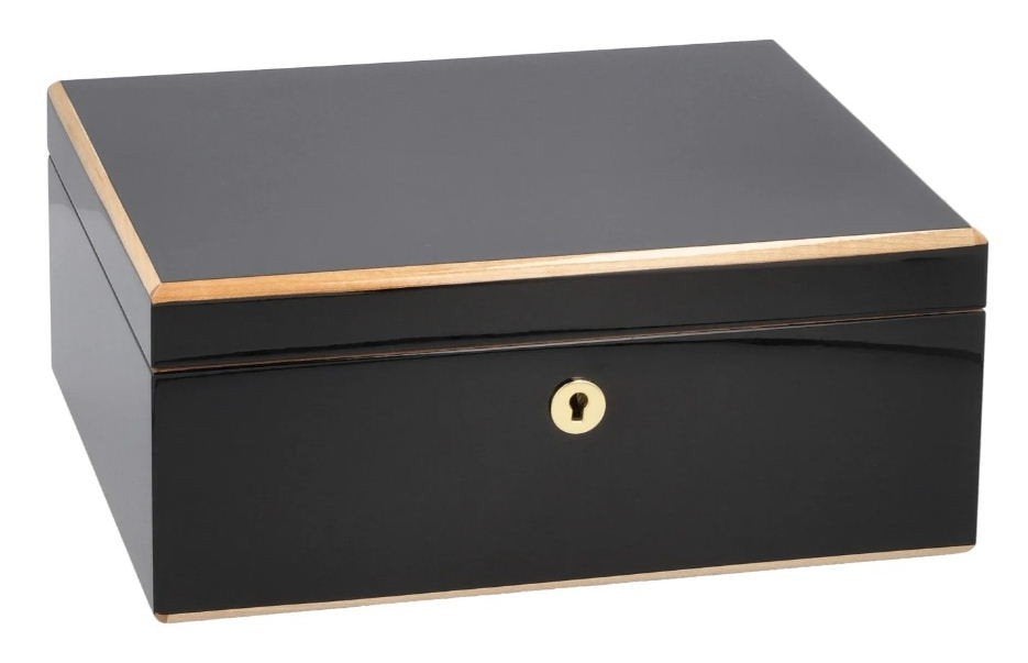AKTIE HUMIDOR ADORINI MILAN DELUXE 75 SIGAREN ZWART     h157, Verzenden, Nieuw, Tabaksdoos of Verpakking