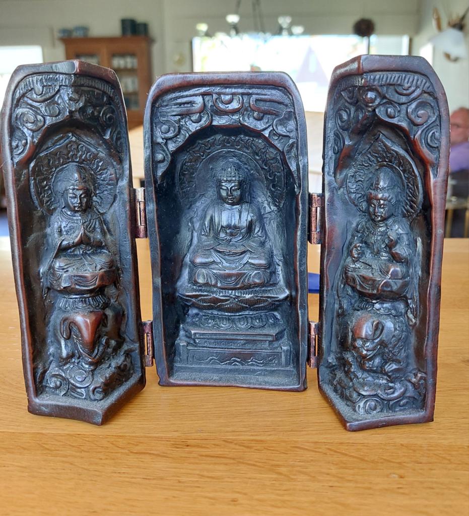 Boeddha Drieluik Polystone - Thais Handwerk, Ophalen of Verzenden