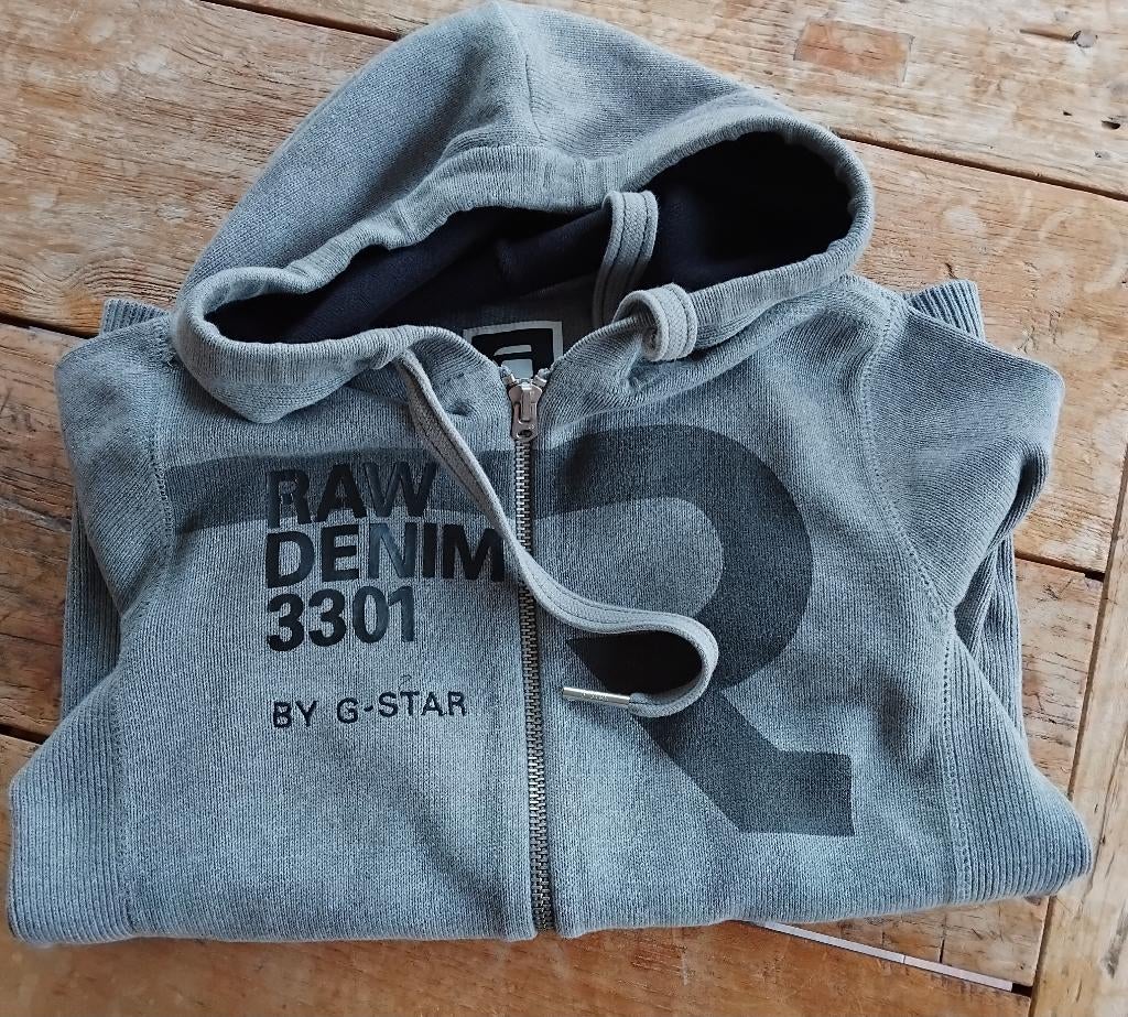 G STAR RAW, hoodie, antraciet, ritssluiting., Kleding | Heren, Truien en Vesten, Ophalen of Verzenden, G-Star, Grijs, Gedragen