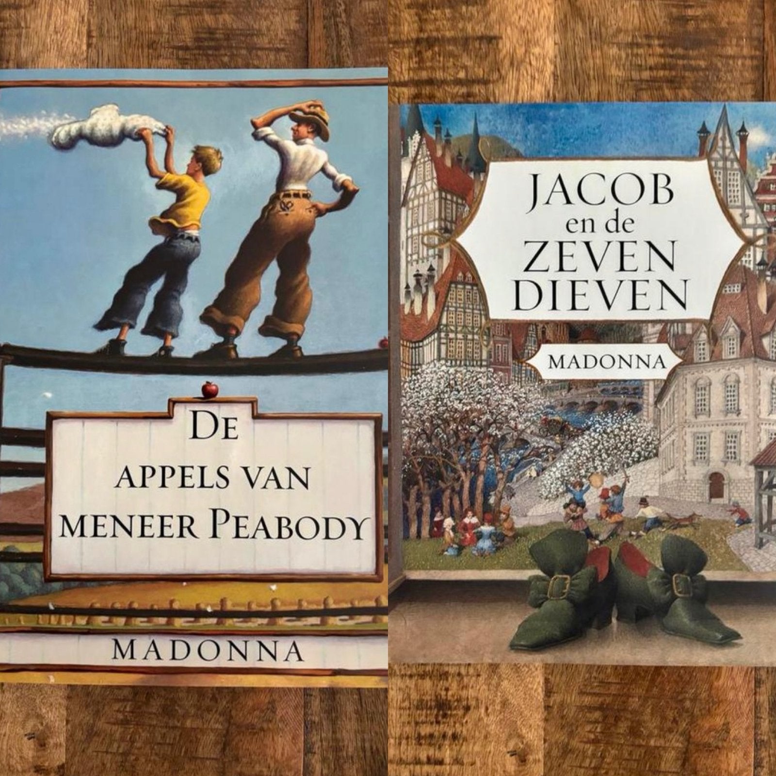 Madonna kinderboeken: De Appels van Meneer Peabody & Jacob, Ophalen of Verzenden, Zo goed als nieuw, Sprookjes