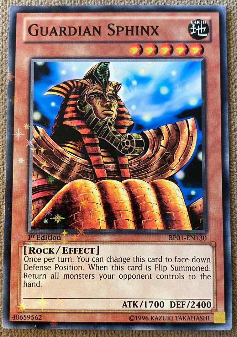 Yu-Gi-Oh! Guardian Sphinx BP01 1st Edition Starfoil Rare !, Ophalen of Verzenden, Zo goed als nieuw, Losse kaart, Foil