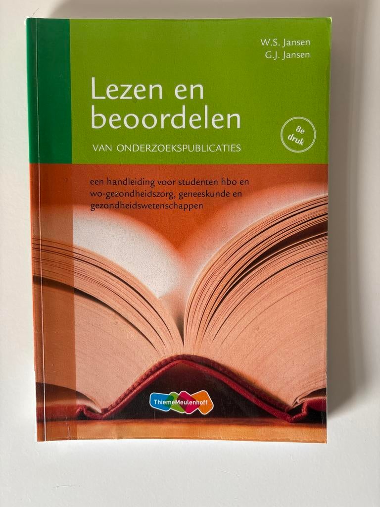 Lezen en beoordelen van onderzoekspublicaties - 8e druk, Boeken, Studieboeken en Cursussen, Gelezen, W.S. Jansen; G.J: Jansen