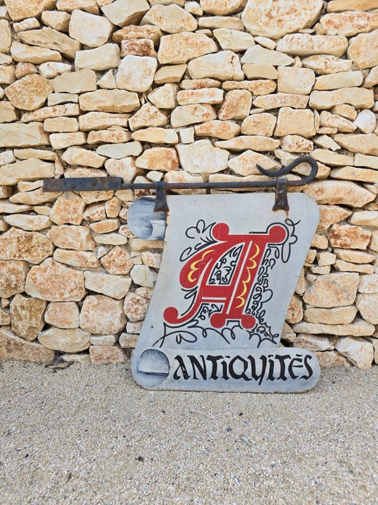 Antiek Groot Frans winkel uithangbord " ANTIQUITÉS "€559, Ophalen of Verzenden