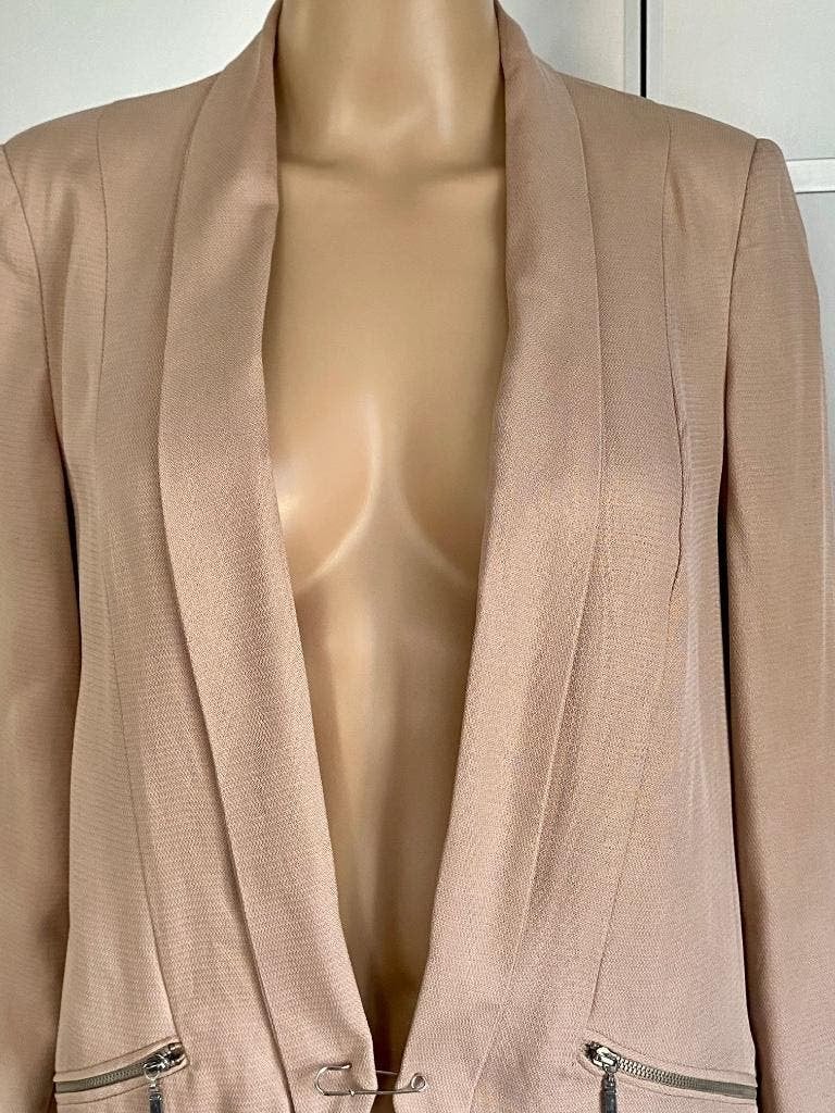 i651 Selected Femme mt. 36=S lang jasje blazer colbert beige, Beige, Selected Femme, Ophalen of Verzenden, Zo goed als nieuw