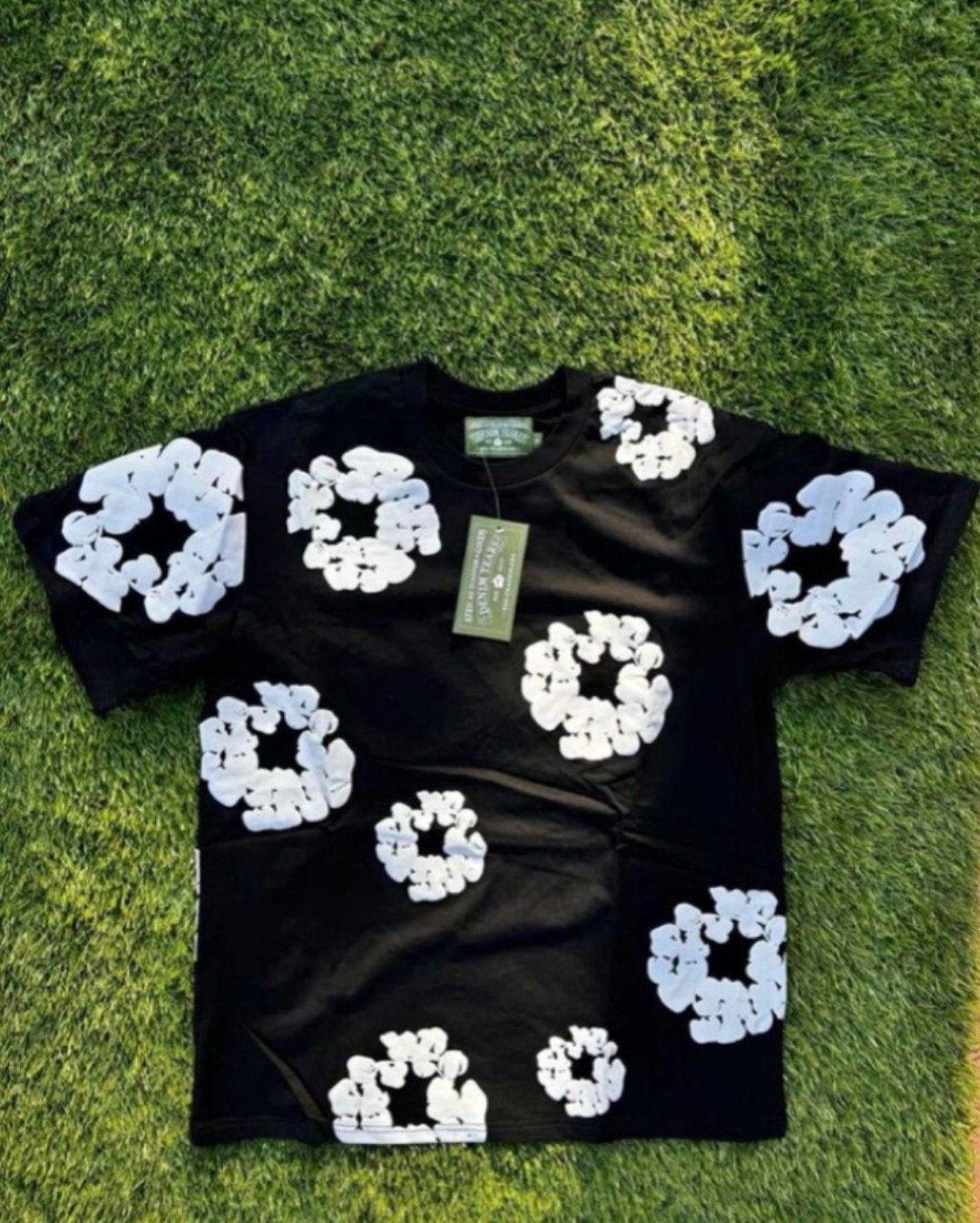 Denim Tears Katoenen Krans T-shirt Zwart Wit, Ophalen of Verzenden, Nieuw, Overige maten, Zwart