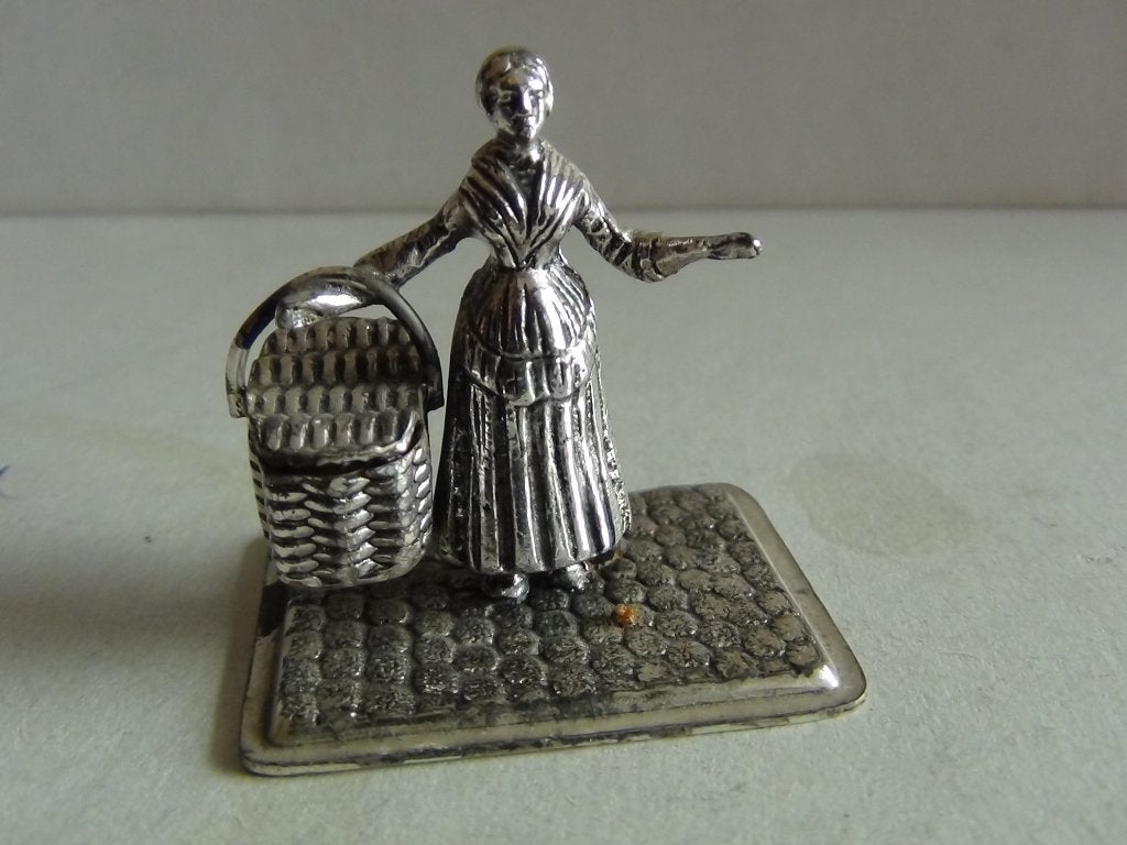 Miniatuur zilver FB3 vrouw + mand zilveren miniaturen, Verzenden, Zilver