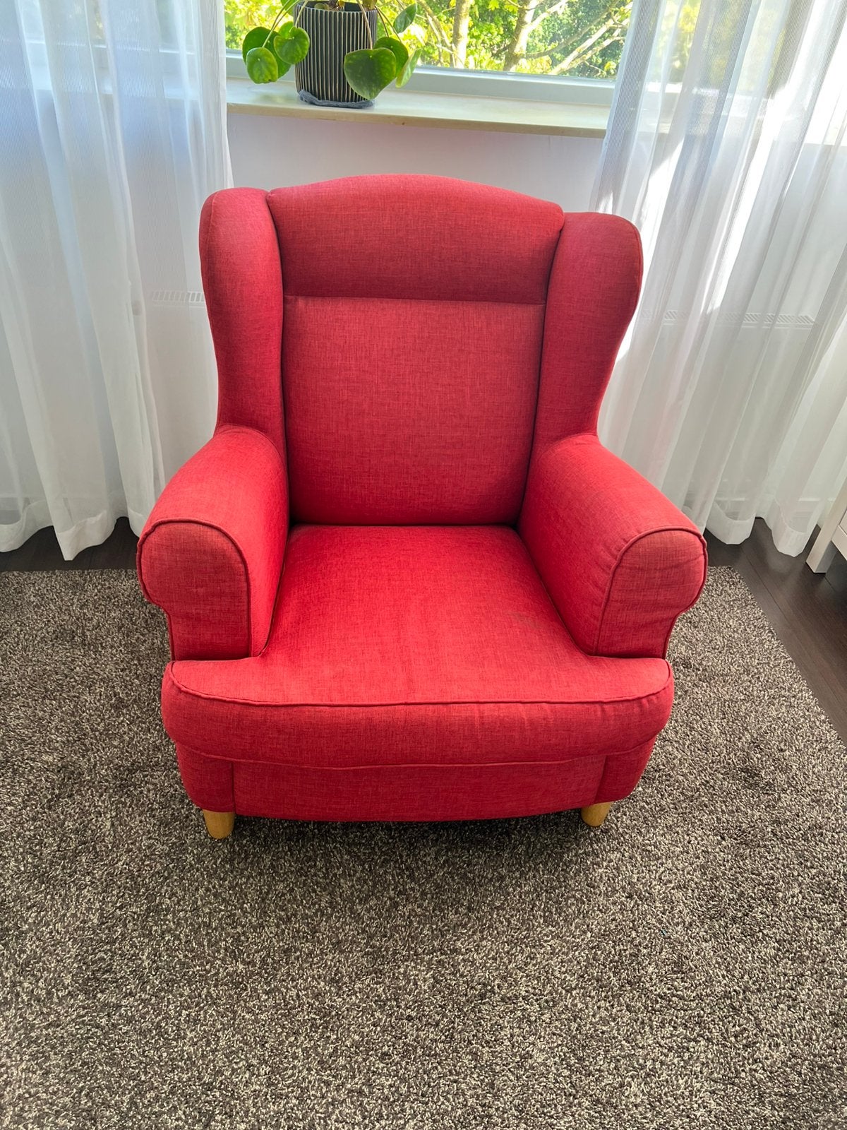 Prima fauteuil rood, Ophalen, Zo goed als nieuw, 75 tot 100 cm, 50 tot 75 cm