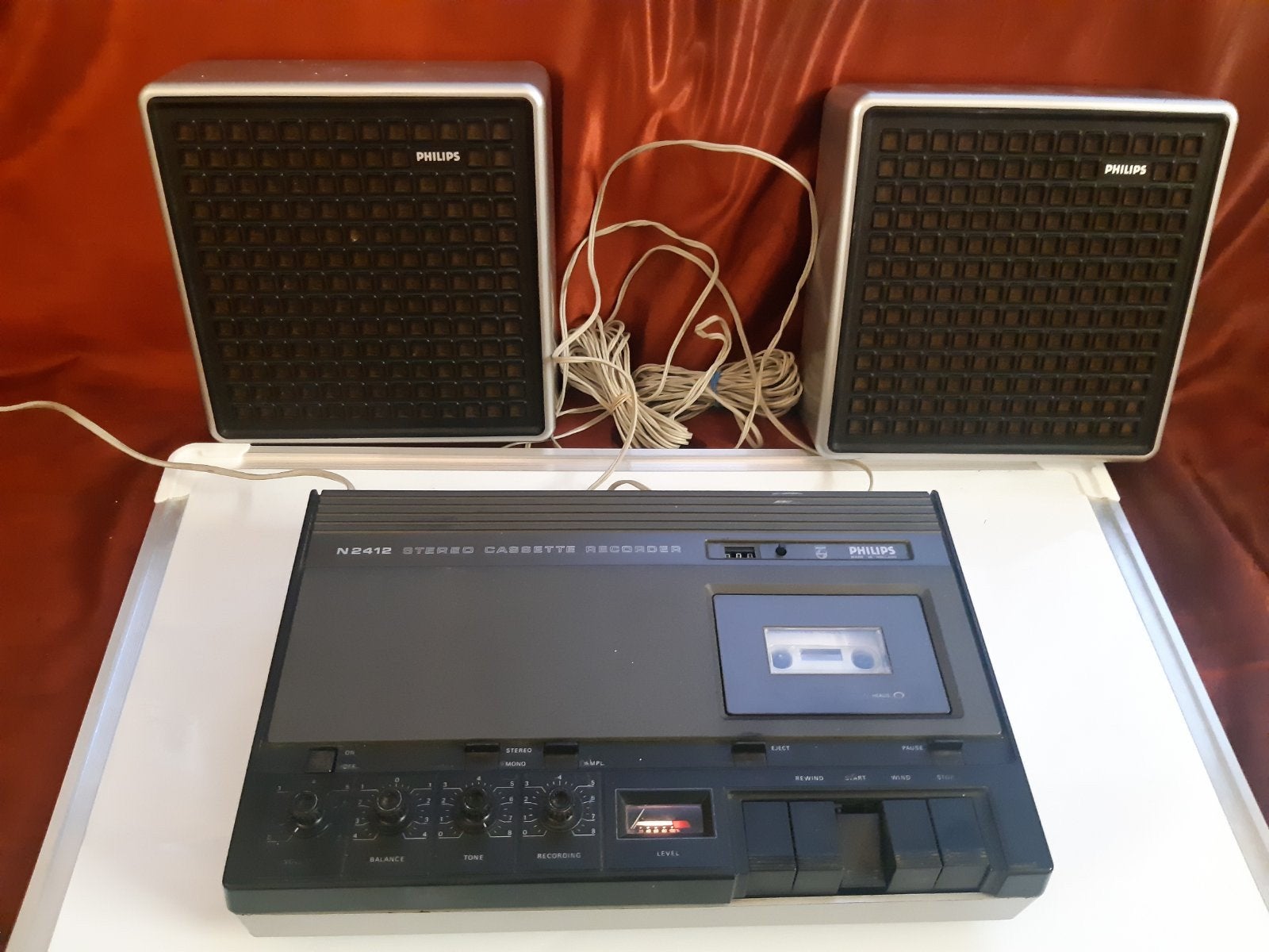 vintage Philips cassette recorder en playback, Audio, Tv en Foto, Ophalen, Enkel, Philips